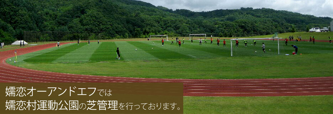 嬬恋オーアンドエフでは 嬬恋村運動公園の芝管理を行っております。